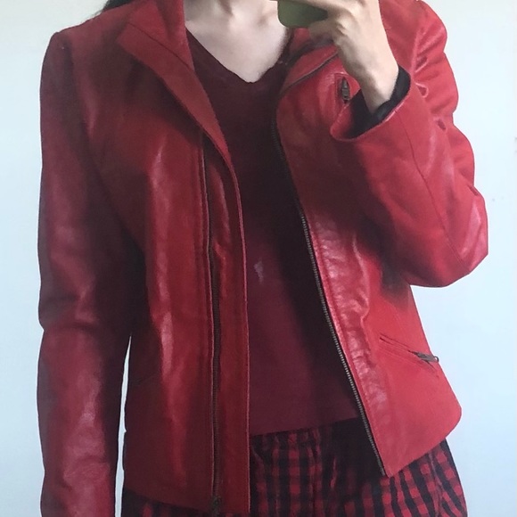 Red Real leather jacket - Picture 1 of 4